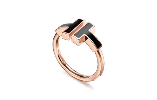 TIFFANY & CO. Onyx 18K Rose Gold Rings Women's