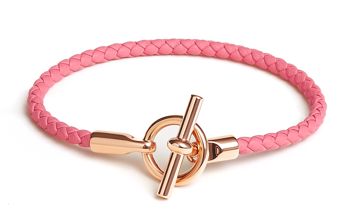 HERMES Glenan Swift Calfskin Wristbands Women's Pink