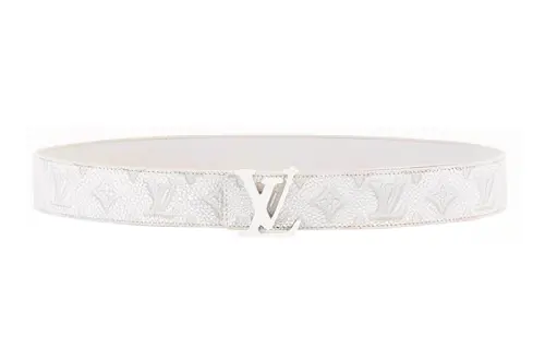 LOUIS VUITTON Leather Belts Men's White Width 4cm