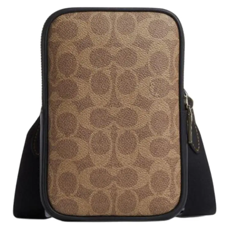 COACH Stanton PVC Leather Shoulder Bag, Crossbody Bag Mini Men's Dark Khaki