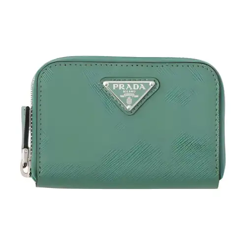PRADA Saffiano Cow Leather Coin Purse Wallet Men's Salvia Root Green