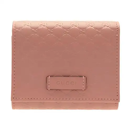 GUCCI Leather Card Holder, Wallet Women's Pink