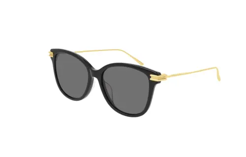 Bottega Veneta Stainless Steel Cellulose Acetate Titanium Irregular Shape Sunglasses Women's Black