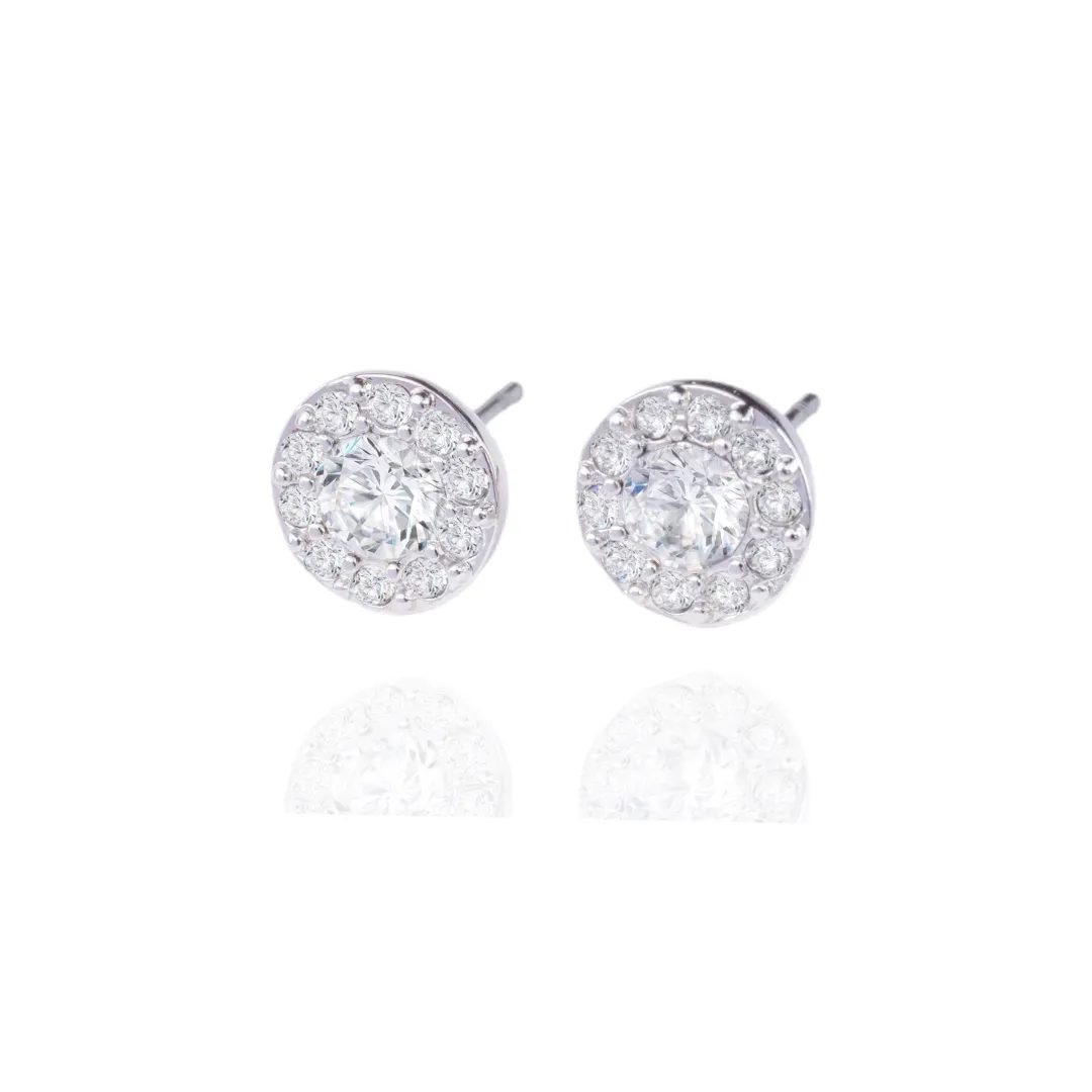 Givenchy Crystal Stud Earrings Unisex Silver