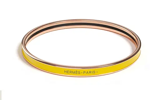 HERMES Uni Enamel Bangles Women's Yellow