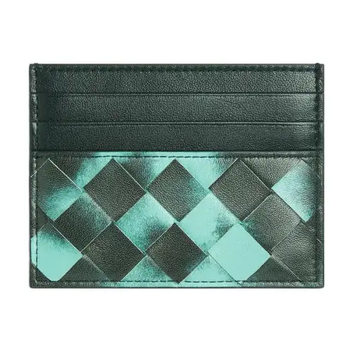 Bottega Veneta Sheepskin Card Holder Women's Celadon/Ink Green