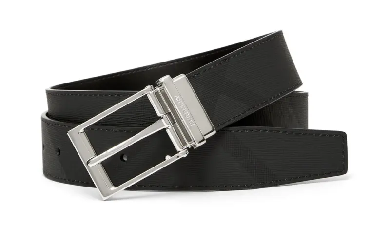 【New Season】check-pattern logo-buckle belt