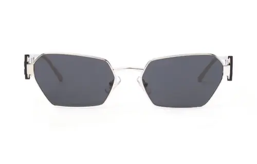 MIU MIU Metal Irregular Shape Sunglasses Women's Gray/Gold
