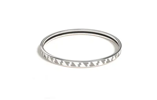 HERMES Enamel, Palladium Plated Bangles Women's Silver