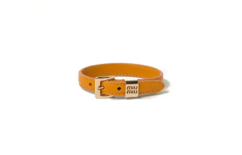 MIU MIU Leather Wristbands Unisex Yellow