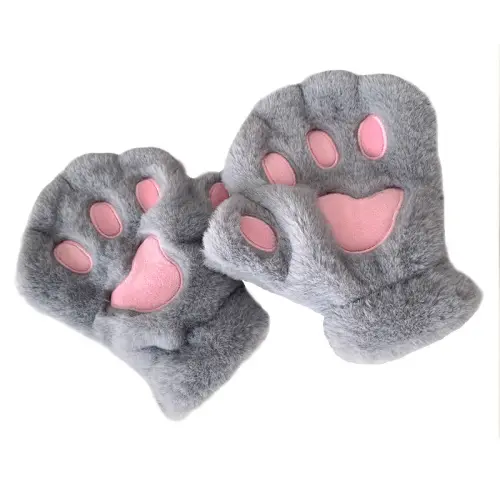 Peak Fun Play Cat Claw Bear Paw Riding Coldproof Plush Warm and Cute Half Finger Fleece Gloves Men and Women's Same Style Couple Style
