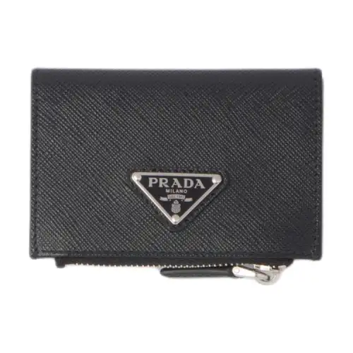 PRADA Saffiano Leather Card Holder, Wallet Men's Black