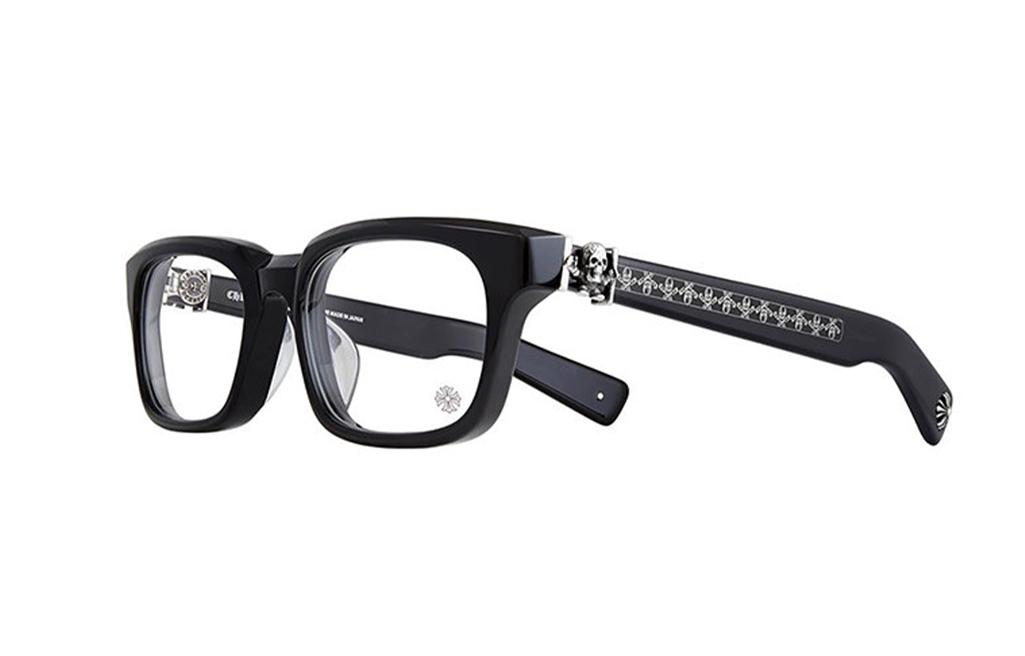 Chrome Hearts Plate And Metal Square Eyeglass Frames Unisex Black