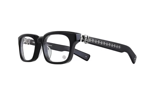 Chrome Hearts Plate And Metal Square Eyeglass Frames Unisex Black