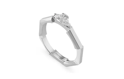GUCCI Link To Love Baguette Diamond Ring