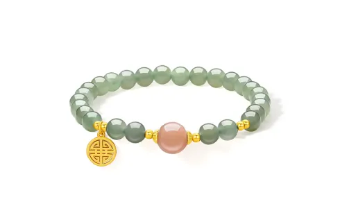 Saturday Blessing [Ready stock shipped in seconds] Fu brand national fashion sunstone auspicious and healthy bracelets, good luck, mother, Hetian jade bracelet, blue and white jade, same style for men and women