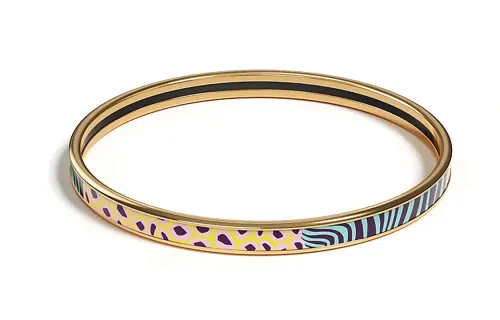 HERMES Gold Plated, Enamel Bangles Women's Gold