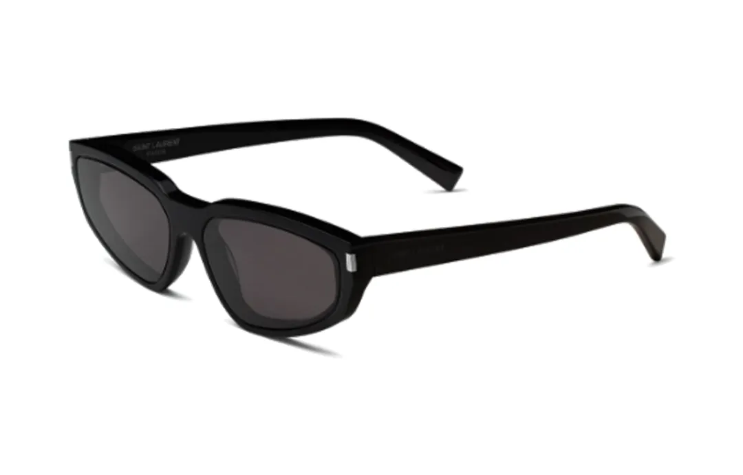 SAINT LAURENT Acetic Resin Irregular Shape Sunglasses Women's Black