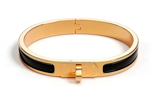 HERMES Mini Clic Kelly Enamel Bangles Unisex Gold