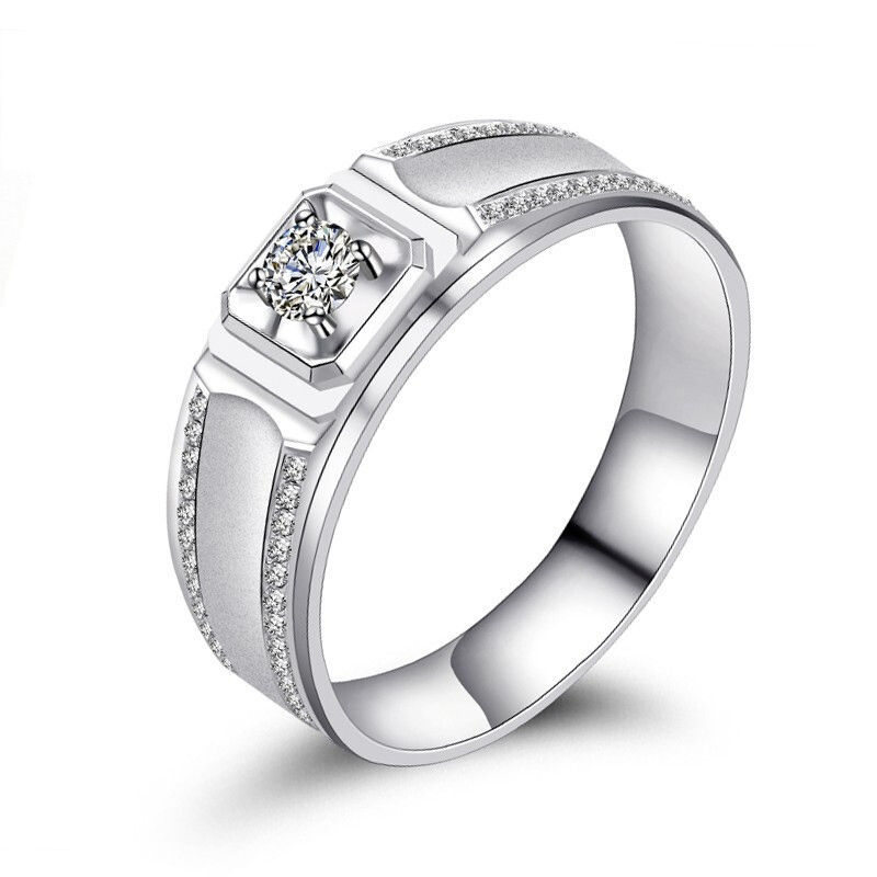 Platinum fashionable universal classic small design diamond wedding ring, platinum 950 sample, simple and elegant design, men's style