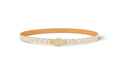 LOUIS VUITTON Double Sided Design, Smooth Buckle Leather Belts Unisex Yellow Width 2CM