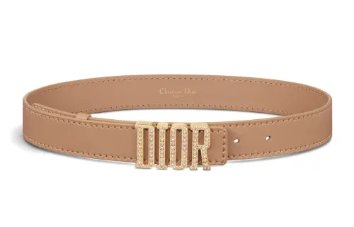 DIOR Cow Leather Belts Women's Bronze Width 3cm