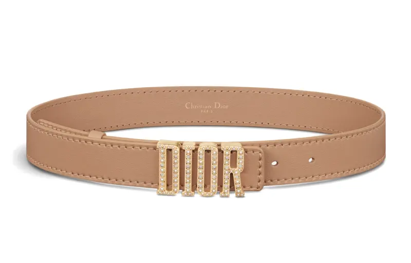 DIOR Cow Leather Belts Women's Bronze Width 3cm