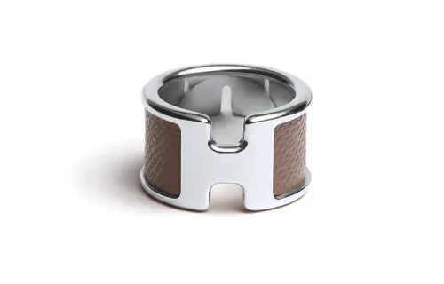 HERMES Olympe Calfskin Rings Women's Dark Brown