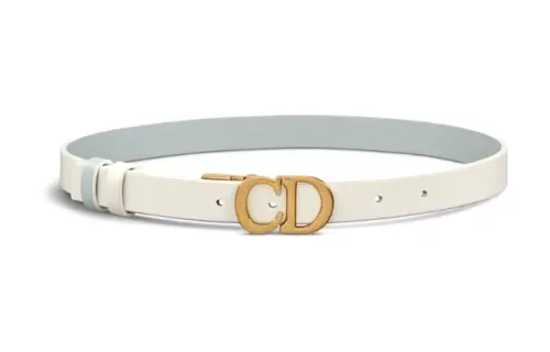 DIOR Cow Leather Belts Women's White Width 2CM