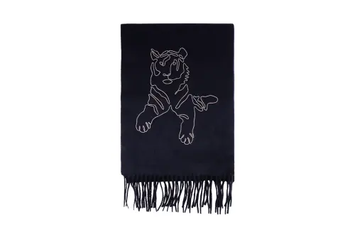 HERMES Embroidered Cashmere Knit Scarves Unisex
