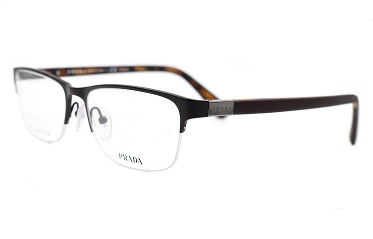 PRADA Plate Frame Browline Prescription Glasses Men's