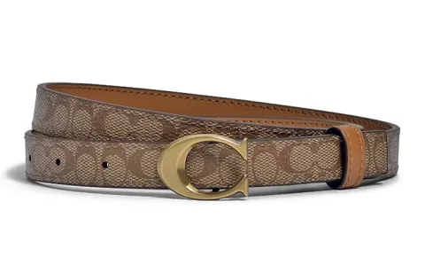COACH PVC Polyvinyl Chloride Leather Belts Women's Brown Width 2cm