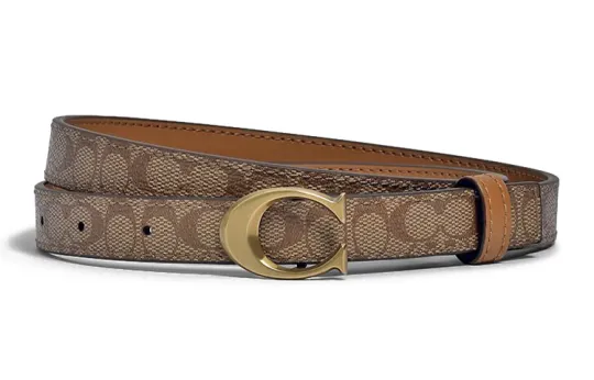 COACH PVC Polyvinyl Chloride Leather Belts Women's Brown Width 2cm