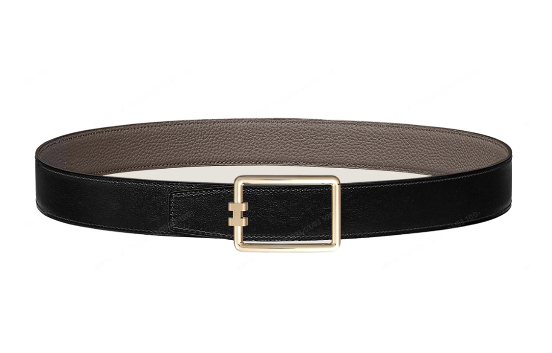 Мужской ремень Hermes logo 3.2cm (черный)