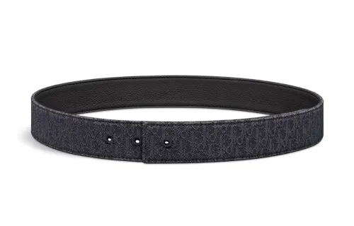 DIOR Cow Leather, Canvas Leather Belts Men's Black Width 3.5cm