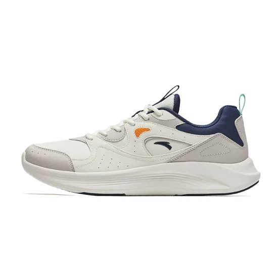 ANTA Running Shoes Men Low-Top Ivory White/Light Gray/New Ink Blue