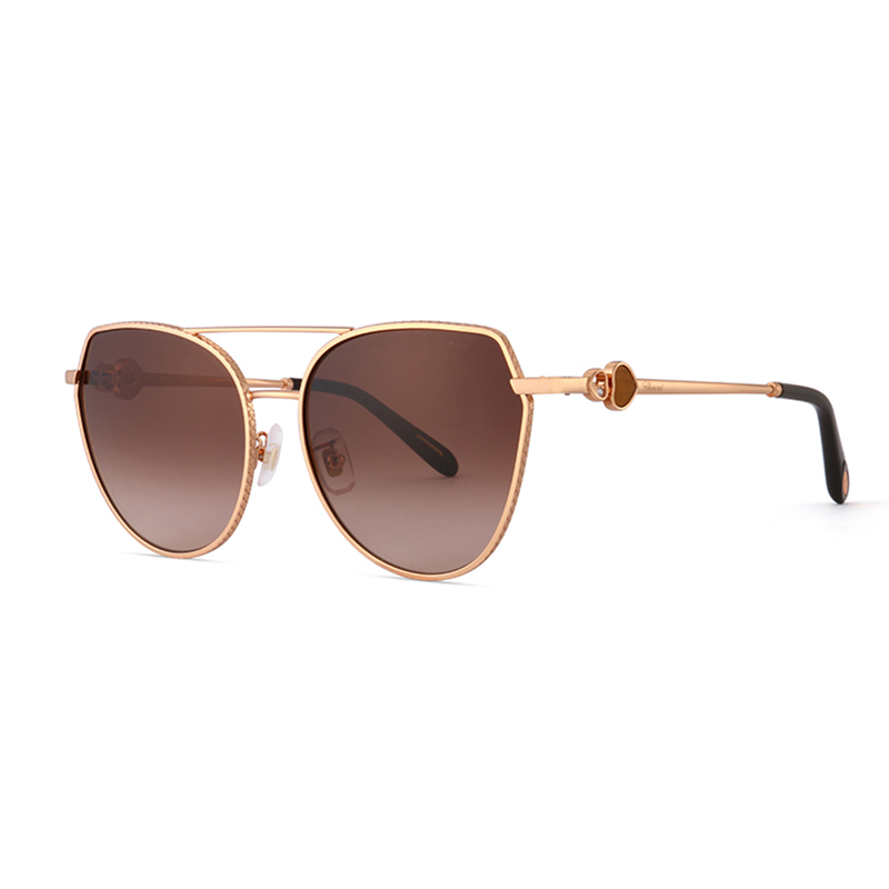 CHOPARD Classic Jewelry Series HAPPY HEART Brown Gradient Lenses Metal Pilot Style Sunglasses Women's