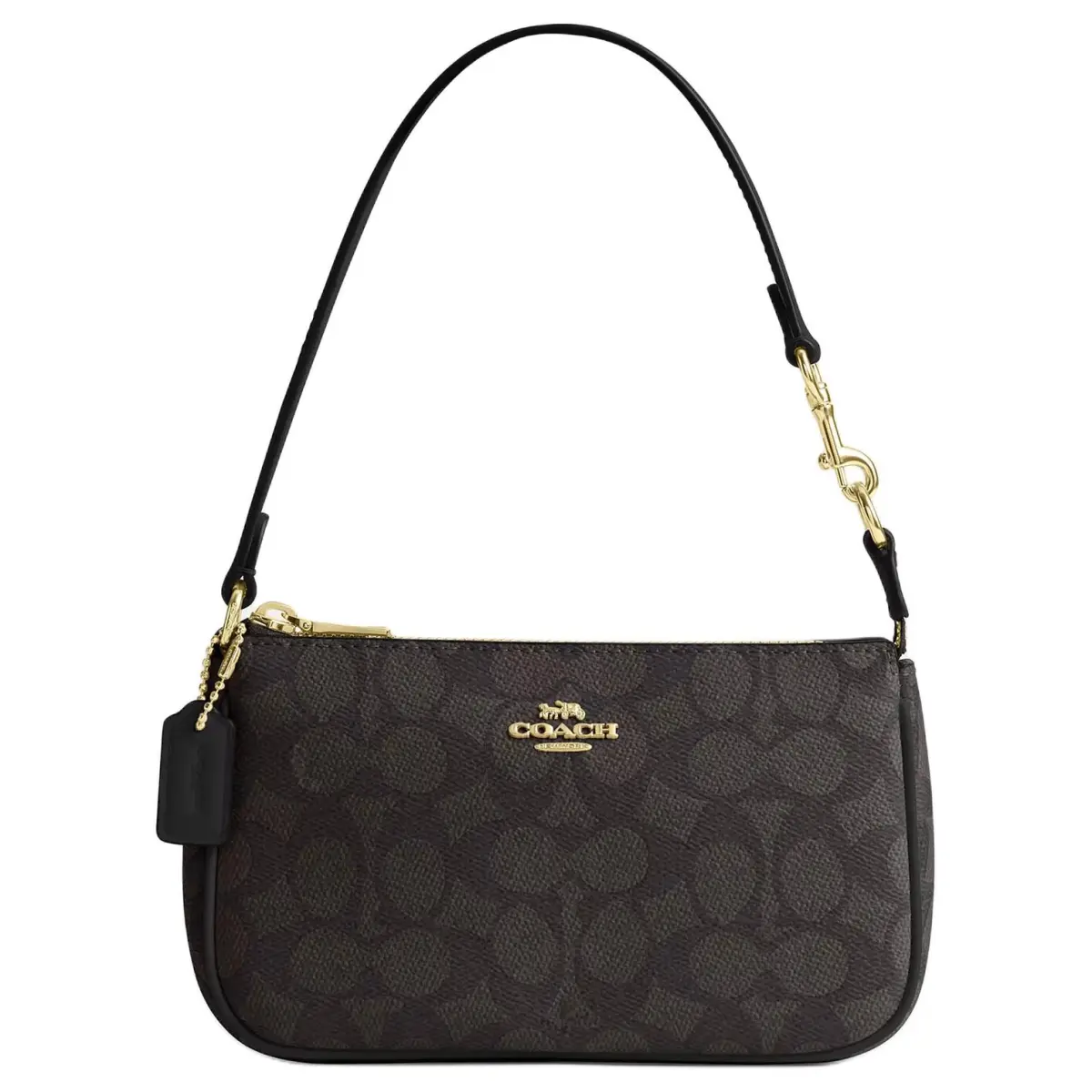 COACH Nolita Artificial Leather Handbag, Shoulder Bag Small Women's Gold & Walnut Wood & Black