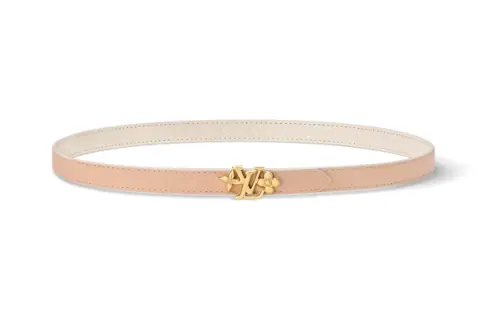 LOUIS VUITTON Hardware Accessories Canvas Calfskin Leather Belts Women's Beige/White Width 1.8cm