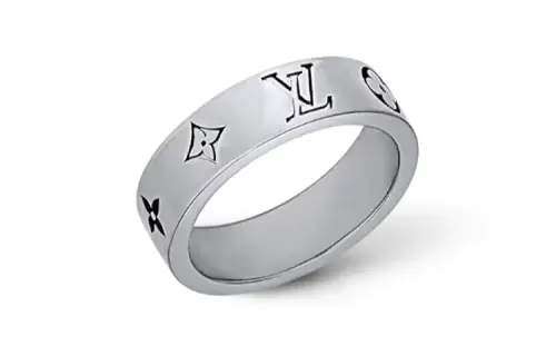 LOUIS VUITTON MOSAIC THIN Brass Rings Unisex Silver
