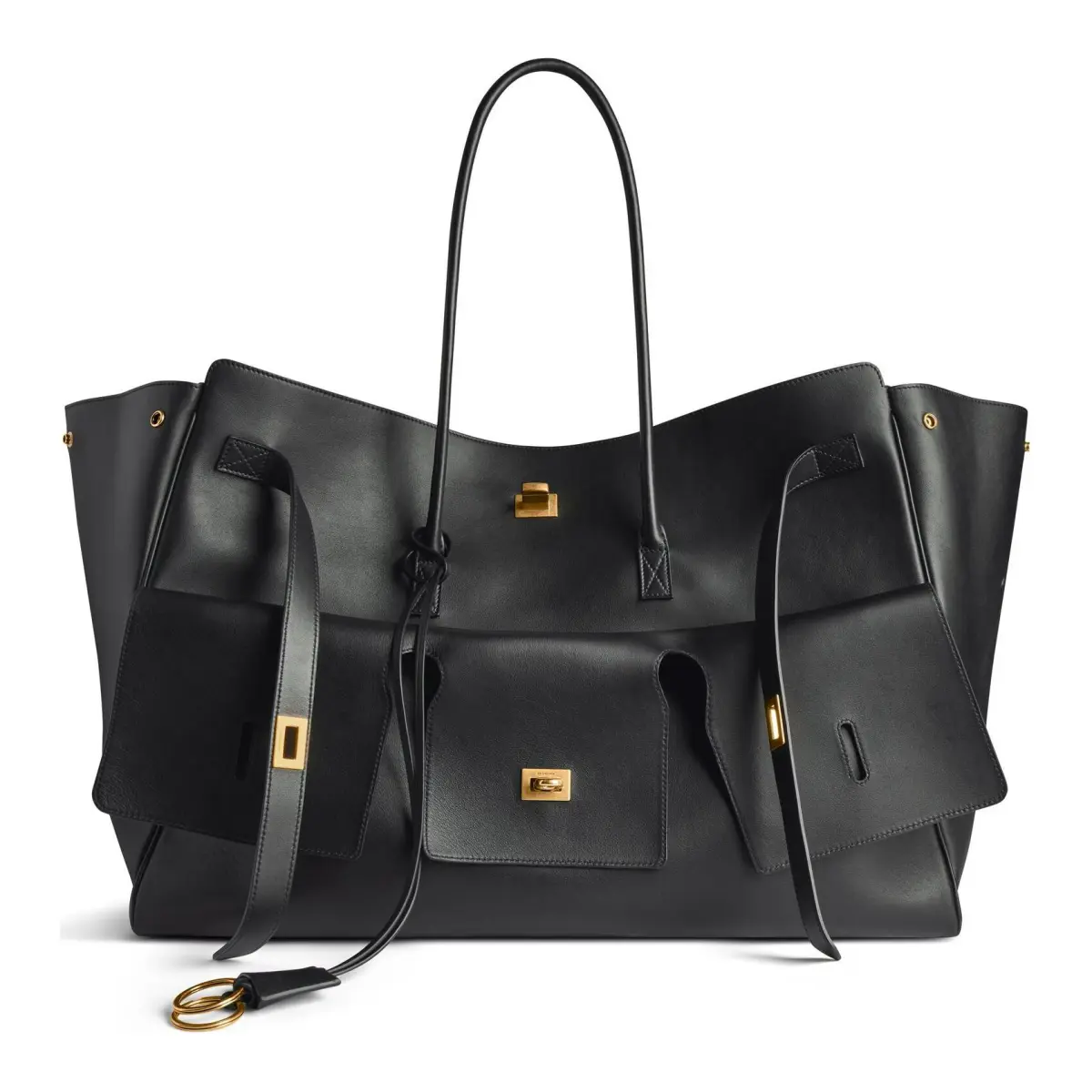 Balenciaga Smooth Cow Leather Tote Bag, Shopping Bag, Handbag Extra Large Women's Black