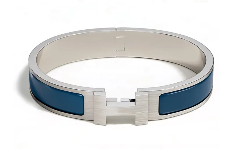 HERMES Clic H Bangles Men's Silver/Blue