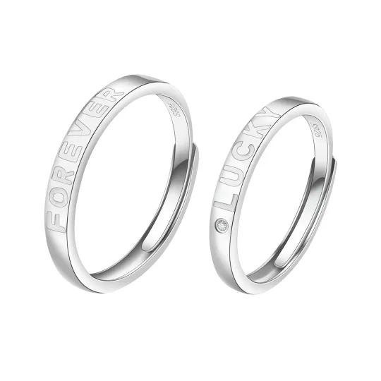 SOFTDORA 925 Sterling Silver With Diamond Couple Rings Unisex