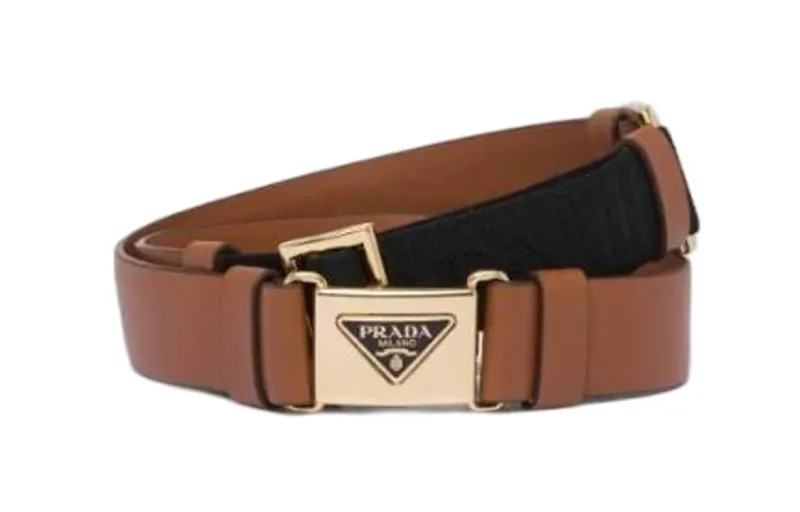 PRADA Calfskin Leather Belts Men's Brown /