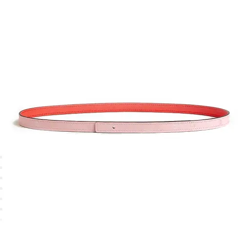HERMES Double Sided Design, Interlocking Buckle Calfskin Leather Belts Women's Pink/Red Width 1.3CM