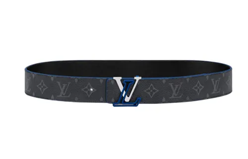 LOUIS VUITTON Belt LV Initiales Damier Graphite 40 MM Black/Grey/Blue