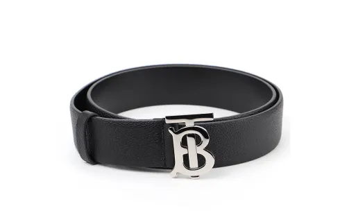 Burberry Cow Leather Belts Men's Black Width 3.5cm