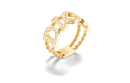 DIOR Metal, Crystal Rings Women's Gold