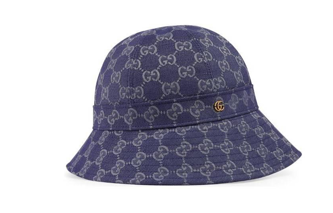 Женская панама Gucci из холста (синяя)