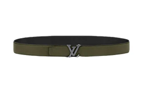LOUIS VUITTON Heritage Leather Belts Unisex Green/Black Width 3.5cm